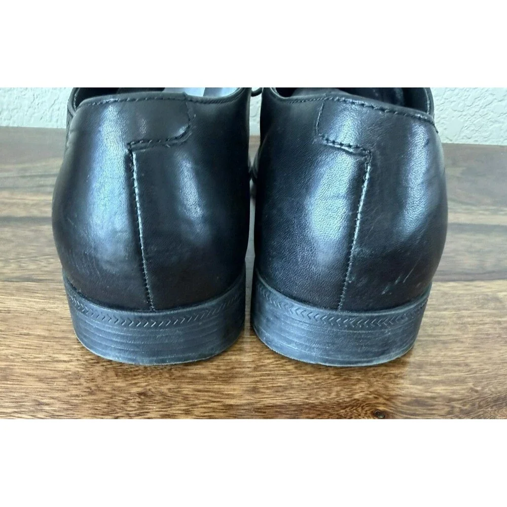 Men's 9 M COLE HAAN AIR Black Leather Plain Toe Derby Blucher Dress Shoes